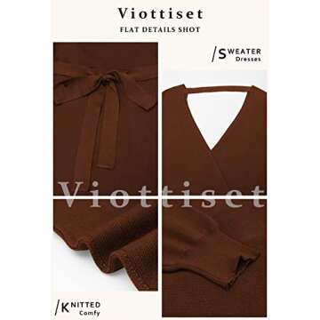 Chic Viottiset Women's Midi Wrap Sweater Dress in Brown