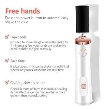 Glue Shaker for Eyelash Extensions, Eenten Nail Lacquer Shaker with 2 Connectors and 6 Sizes of Caliber Portable Electric Lash Glue Shaker Liquid Mixer Nail Polish Shaker for Eyelash Glue Ink