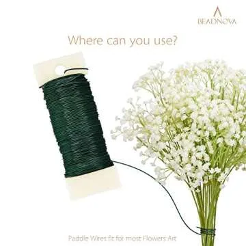 BEADNOVA Floral Wire 38 Yards 22 Gauge Paddle Wire for Wreath Making Craft Florist Floral Flower Arrangements Garland
