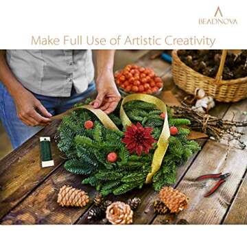 BEADNOVA Floral Wire 38 Yards 22 Gauge Paddle Wire for Wreath Making Craft Florist Floral Flower Arrangements Garland