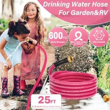 WELLUCK Water Hose Leak-proof 5/8"x25ft Garden Hose Flexible Anti-Kink with Male to Female Heavy Dut...