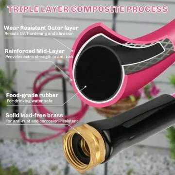 WELLUCK Water Hose Leak-proof 5/8"x25ft Garden Hose Flexible Anti-Kink with Male to Female Heavy Duty Garden Hose Superior Strength 600 Burst PSI Hose Pipe for Garden Patio Yard RV Camper Outdoor Use