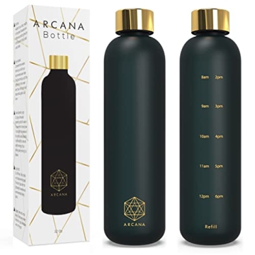 ARCANA Arc Bottle Water With Time Marker - BPA Free, Stylish Gym & Outdoor (32oz)