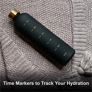 ARCANA Motivational Water Bottle - Time Marker, BPA Free, 32oz Black