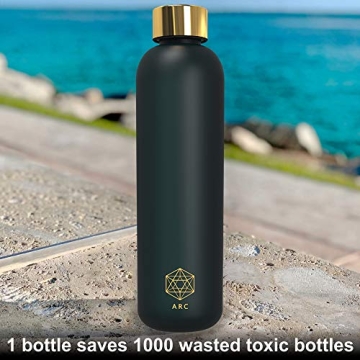 ARCANA Motivational Water Bottle - Time Marker, BPA Free, 32oz Black