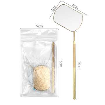 KB ESSENTIALS Lash Mirror for Eyelash Extensions - Stainless Steel Eyelash Makeup Tool for False Lashes & Adhesives - Professional Lash Extension Supplies and Accessories (Gold)