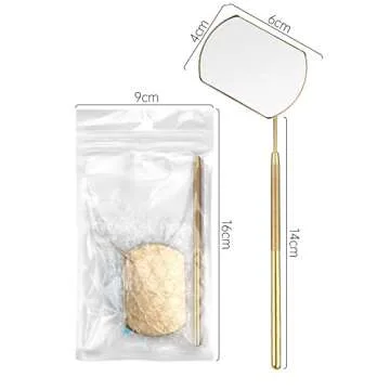 KB ESSENTIALS Lash Mirror for Eyelash Extensions - Stainless Steel Eyelash Makeup Tool for False Lashes & Adhesives - Professional Lash Extension Supplies and Accessories (Gold)