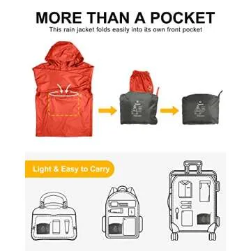 Outdoor Ventures Men's Lightweight Waterproof Rain Jacket