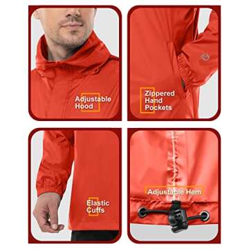 Outdoor Ventures Men's Lightweight Waterproof Rain Jacket