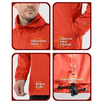 Outdoor Ventures Men's Lightweight Waterproof Rain Jacket