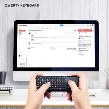 Rii 2.4G Mini Wireless Keyboard with Touchpad Mouse,Lightweight Portable Controller with USB Receive...