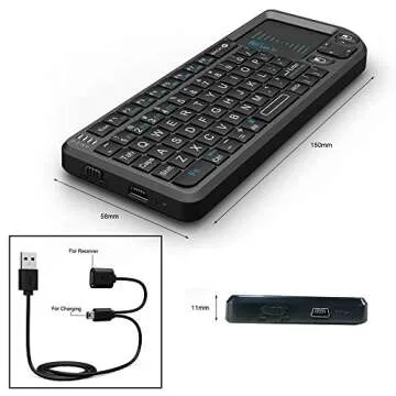 Rii 2.4G Mini Wireless Keyboard with Touchpad Mouse,Lightweight Portable Controller with USB Receiver Remote Control for Windows/ Mac/ Android/ PC/Tablets/ TV/Xbox/ PS3. X1-Black .