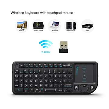 Rii 2.4G Mini Wireless Keyboard with Touchpad Mouse,Lightweight Portable Controller with USB Receiver Remote Control for Windows/ Mac/ Android/ PC/Tablets/ TV/Xbox/ PS3. X1-Black .