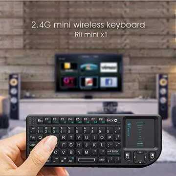 Rii 2.4G Mini Wireless Keyboard with Touchpad Mouse,Lightweight Portable Controller with USB Receiver Remote Control for Windows/ Mac/ Android/ PC/Tablets/ TV/Xbox/ PS3. X1-Black .