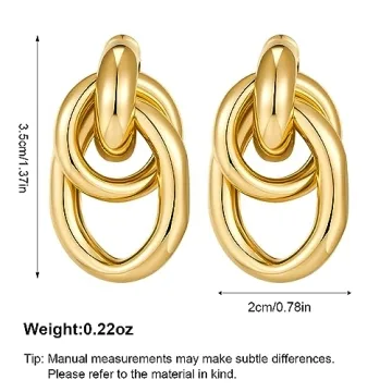 Elegant YUJIE 18K Gold Geometric Link Earrings for Women