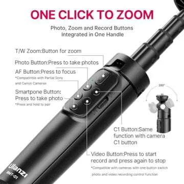 ULANZI RMT-01 Wireless Shooting Grip & Tripod for Sony, Canon, Nikon & Other Vlog Cameras or Smartph...