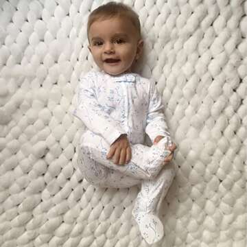 aden + anais Layette, Baby Girls' Long Sleeve Zipper One-Piece, Vineyard, 6-9M