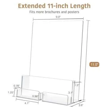 ZASIMO 2-Pack Acrylic Brochure Holder with Business Card Holder, 8.5"x 11", Clear Flyer Stands for D...