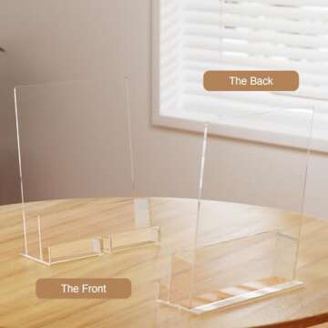 ZASIMO 2-Pack Acrylic Brochure Holder with Business Card Holder, 8.5"x 11", Clear Flyer Stands for Display, Ideal for Trade Show, Menu, Journals, Pamphlet, Magazine, Booklets, Literature