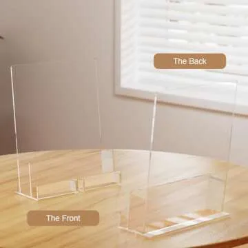 ZASIMO 2-Pack Acrylic Brochure Holder with Business Card Holder, 8.5"x 11", Clear Flyer Stands for Display, Ideal for Trade Show, Menu, Journals, Pamphlet, Magazine, Booklets, Literature