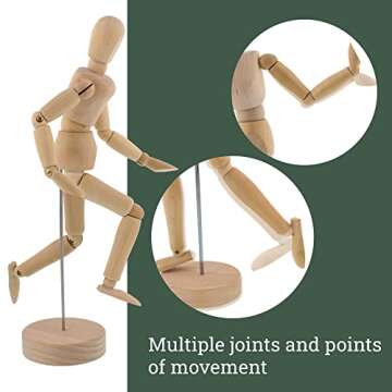 US Art Supply® Wood 8" Female - Artist Drawing Manikin Articulated Mannequin with Base and Flexible Body - Perfect for Drawing The Human Figure (8" Female)