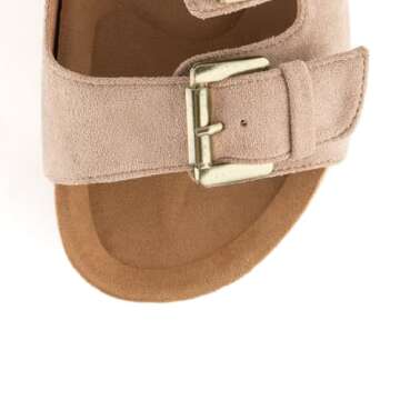 heelchic Platform Sandals Women, Chunky Platform Wedges with Arch Support, Double Buckle Slide Sandals Casual Open Toe Tan 8.5