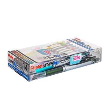 Pentel EnerGel RTX True Colors United (0.7mm) Medium Line, Assorted Ink, 14 Pack Box (BL77PC14MTCU)