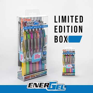 Pentel EnerGel RTX True Colors United (0.7mm) Medium Line, Assorted Ink, 14 Pack Box (BL77PC14MTCU)