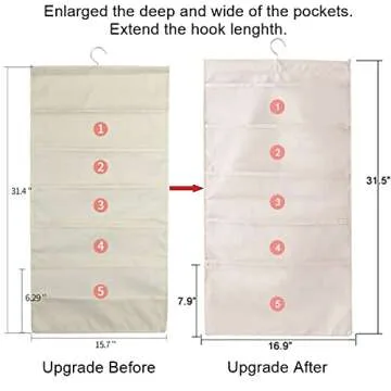 Enlarged Closet Hanging Bra Organizer with Rotating Metal Hanger, Dual Sided Wall Shelf Wardrobe Mesh Pockets Hanging Storage Bag for Bra Socks Underwear Underpants