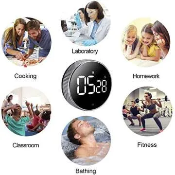 BOSAI Timers, Kitchen Timer for Kids, Digital Countdown Magnetic Egg Timer for Cooking, with Constant Light Function for classrooms, Quiet for Children and Teachers…Black