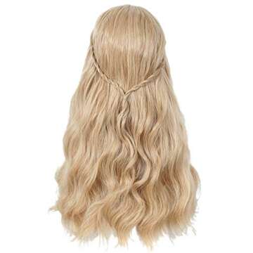 Linfairy 70S Long Blonde Wavy Hippie Wigs Halloween Cosplay Costume Wig for Women Party