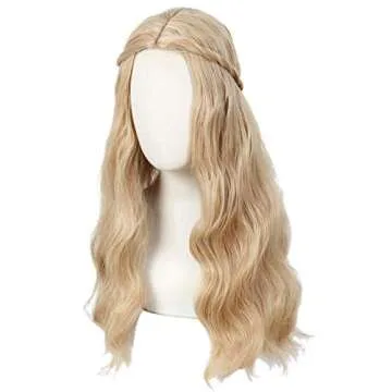 Linfairy 70S Long Blonde Wavy Hippie Wigs Halloween Cosplay Costume Wig for Women Party