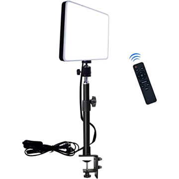 LED Desk Bi-Color Video Light, Key Light with C-Clamp Stand, 2700K-5700K Dimmable, Wireless Remote, ...
