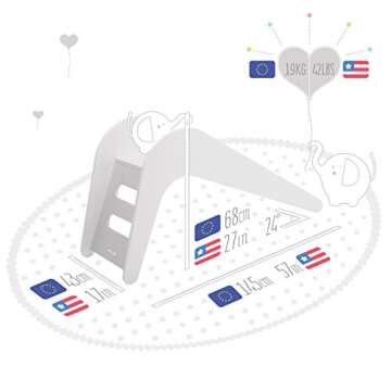 Jupiduu Kids Slide - Toddler Indoor Wooden Slide for Living Room and Children's Room in White. Wood Slide for Toddlers Aged 1.5-4 Years