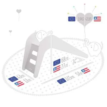 Jupiduu Kids Slide - Toddler Indoor Wooden Slide for Living Room and Children's Room in White. Wood Slide for Toddlers Aged 1.5-4 Years