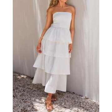 ZESICA Women’s Boho Strapless Maxi Dress for Summer