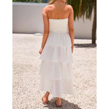 ZESICA Women’s Boho Strapless Maxi Dress for Summer