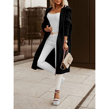 Aoysky Long Hooded Cardigan - Oversized Cozy Sweater Coat