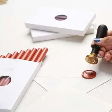 UNIQOOO Mailable Glue Gun Sealing Wax Sticks for Wax Stamp - Terra Cotta Orange, Fall Color Palette for Autumn Wedding Invitation, Cards Envelope, Snail Mail, Craft Project, Gift Idea, Pack of 8