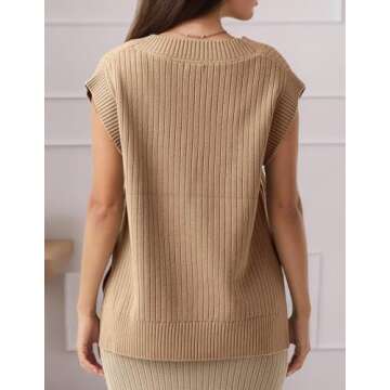 Misakia Womens Sleeveless Sweater Vest Cropped Knit Sexy V Neck Casual Basic Pullover Tank Tops Fash...