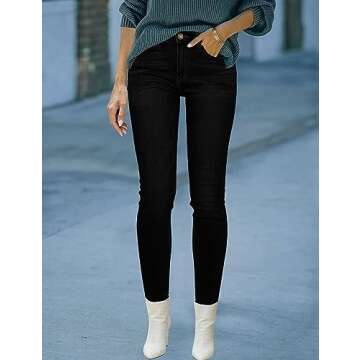 luvamia Women's Fleece Lined Jeans Winter Thermal Denim Jeggings Skinny High Waisted Stretch Warm Leggings Black Jeans for Women Stretchy Size Large Size 12 Size 14
