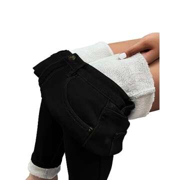 luvamia Women's Fleece Lined Jeans Winter Thermal Denim Jeggings Skinny High Waisted Stretch Warm Leggings Black Jeans for Women Stretchy Size Large Size 12 Size 14