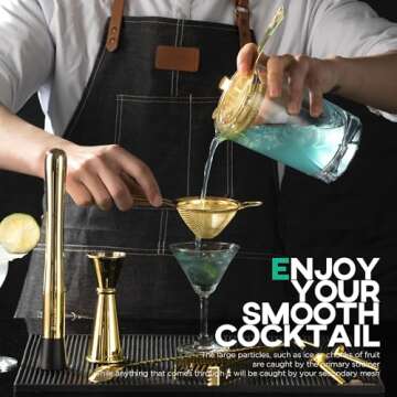 Homestia 3.3" Fine Mesh Strainer for Kitchen, 304 Stainless Steel, Cocktail Sieve, Food Sifters, Liquid Strainer Cup Strainer for Drinks, Tea, Coffee, Juice, Flour, Spice (Gold)