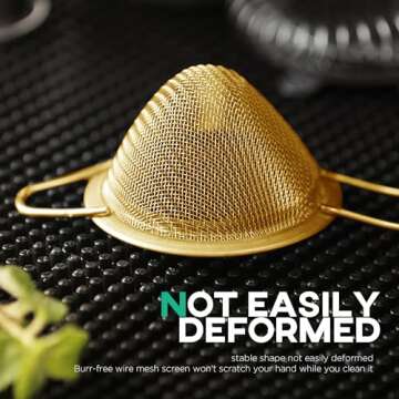 Homestia 3.3" Fine Mesh Strainer for Kitchen, 304 Stainless Steel, Cocktail Sieve, Food Sifters, Liquid Strainer Cup Strainer for Drinks, Tea, Coffee, Juice, Flour, Spice (Gold)