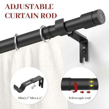Kuianroll Heavy Duty Curtain Rods for Windows 48 to 84 Inch, 1 inch Diameter Long Curtain Rod with B...