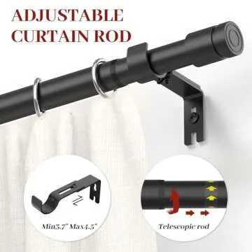 Kuianroll Heavy Duty Curtain Rods for Windows 48 to 84 Inch, 1 inch Diameter Long Curtain Rod with B...