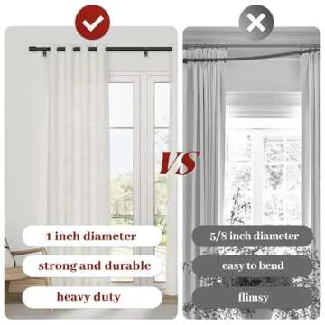 Kuianroll Heavy Duty Curtain Rods for Windows 48 to 84 Inch, 1 inch Diameter Long Curtain Rod with Brackets,Adjustable Black Curtain Rod for Living room,Bedroom(Black,30" to 90")