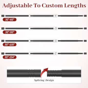 Kuianroll Heavy Duty Curtain Rods for Windows 48 to 84 Inch, 1 inch Diameter Long Curtain Rod with Brackets,Adjustable Black Curtain Rod for Living room,Bedroom(Black,30" to 90")