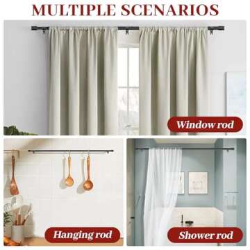 Kuianroll Heavy Duty Curtain Rods for Windows 48 to 84 Inch, 1 inch Diameter Long Curtain Rod with Brackets,Adjustable Black Curtain Rod for Living room,Bedroom(Black,30" to 90")