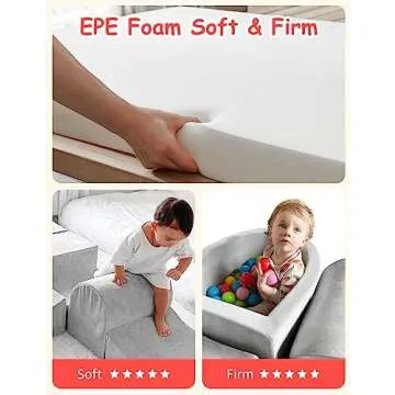 HOFISH 5-Piece Foam Playset for Toddler Children, Playset Designed Easy to Clean or Install, Children Indoor Active Climbing Crawling and Playing -(Balls NOT Included) Light Grey